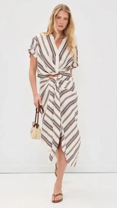 A.L.C. A. L.C. Rhodes Striped Linen Blend Midi Skirt | Thumbnail 5 A.L.C. A. L.C. Rhodes Striped Linen Blend Midi Skirt | Thumbnail 5