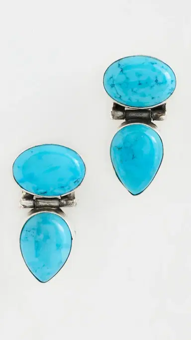 SHASHI Dallas Tear Drop Earrings Silver/Turquoise One Size | Thumbnail 2
