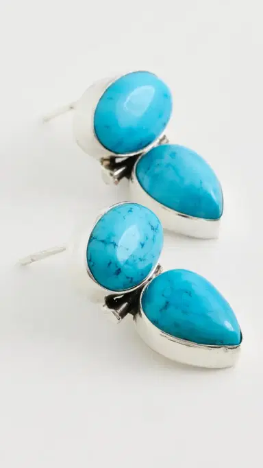 SHASHI Dallas Tear Drop Earrings Silver/Turquoise One Size | Thumbnail 4