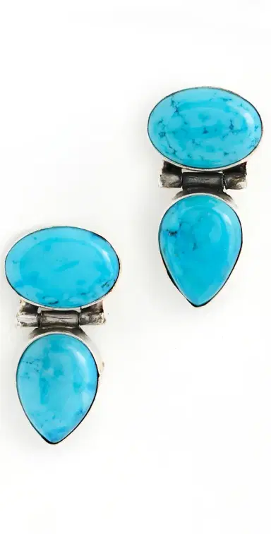 SHASHI Dallas Tear Drop Earrings Silver/Turquoise One Size | Thumbnail 1