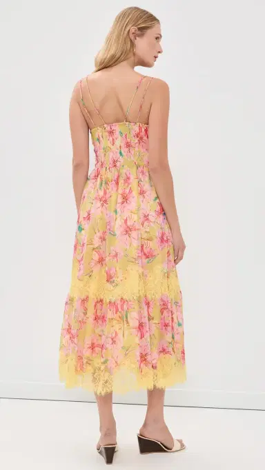 En Saison Eva Midi Dress Yellow Fuchsia M | Thumbnail 3