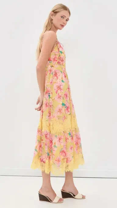En Saison Eva Midi Dress Yellow Fuchsia M | Thumbnail 4
