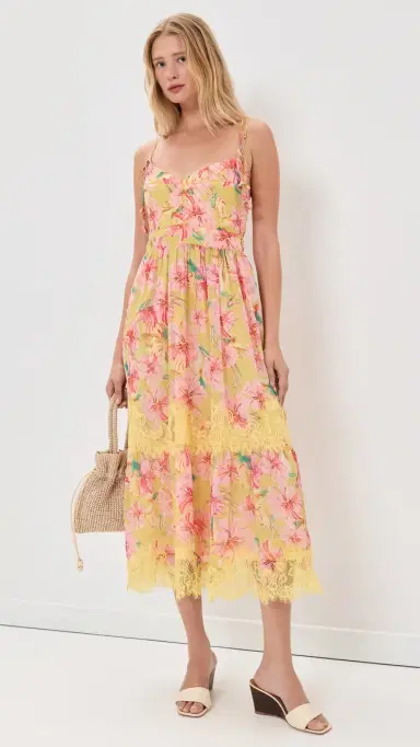 En Saison Eva Midi Dress Yellow Fuchsia M | Thumbnail 5