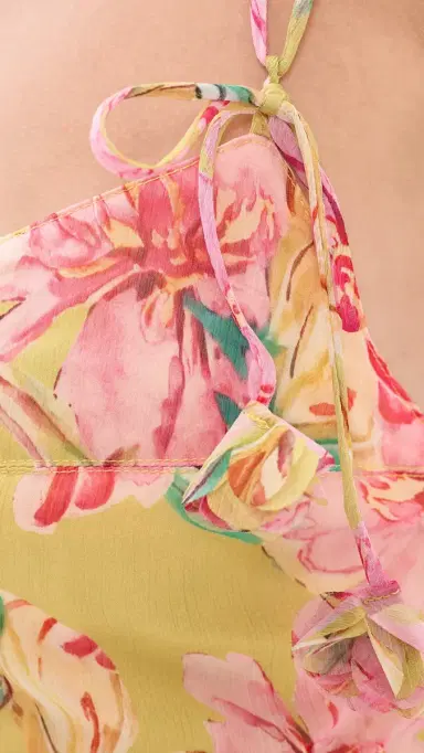 En Saison Eva Midi Dress Yellow Fuchsia M | Thumbnail 6