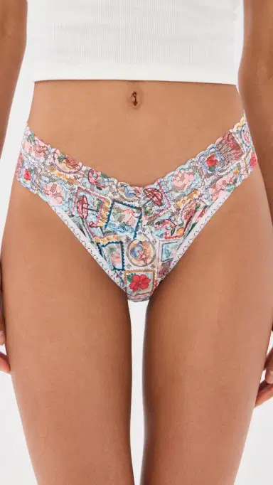Hanky Panky Printed Original Rise Thong Snail Mail One Size | Thumbnail 2