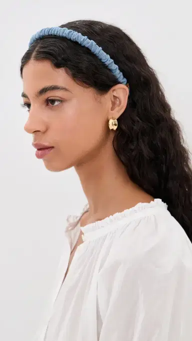 Lele Sadoughi Jessie Denim Headband Stone Wash One Size | Thumbnail 3
