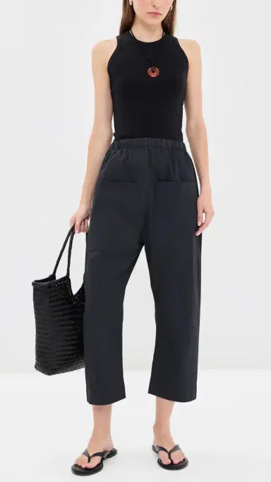 Roucha Pape Poplin Pants Dark Blue S | Thumbnail 2