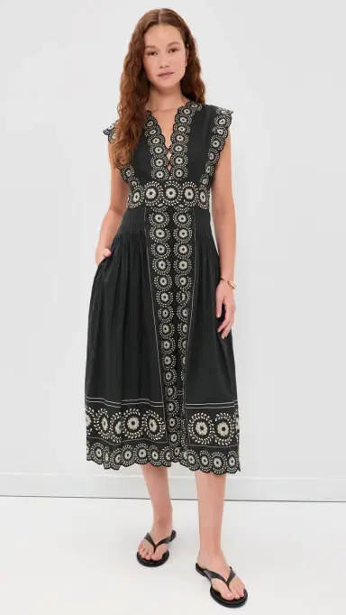 Sea Mirabel Print Midi Dress Black 6 | Thumbnail 2