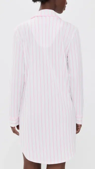 Petite Plume Luxe Pima Stripe Nightshirt White | Thumbnail 3 Petite Plume Luxe Pima Stripe Nightshirt White | Thumbnail 3