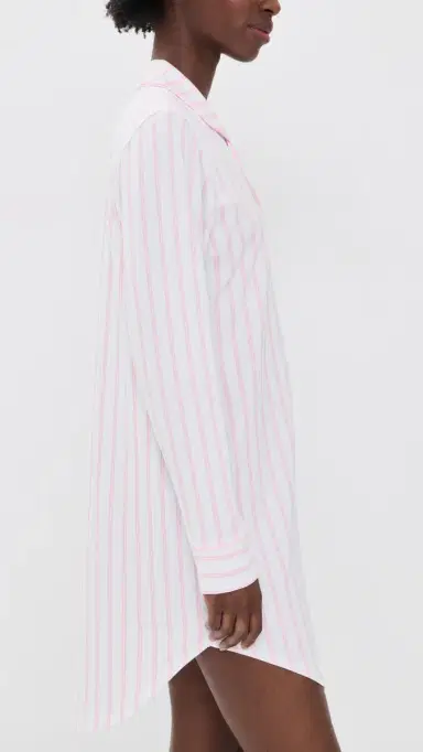 Petite Plume Luxe Pima Stripe Nightshirt White | Thumbnail 4 Petite Plume Luxe Pima Stripe Nightshirt White | Thumbnail 4