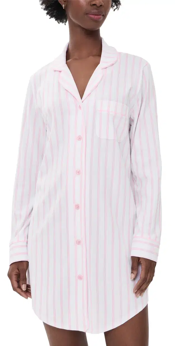 Petite Plume uxe Pima Stripe Nightshirt White