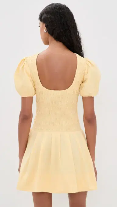 Ganni Cotton Mini Smocked Pleated Dress | Thumbnail 3
