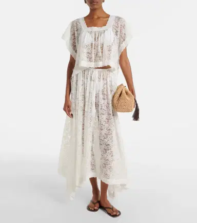 DÔEN Dôen Zinnia asymmetric lace midi skirt | Thumbnail 6