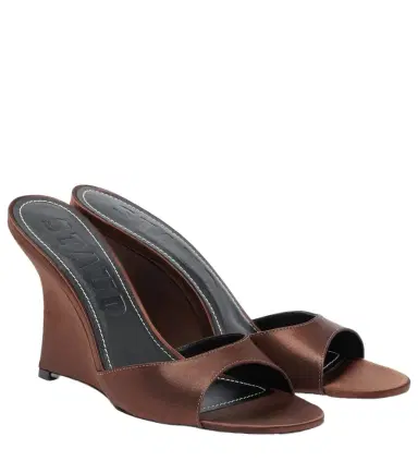 Staud Brigitte satin wedge mules | Thumbnail 1 Staud Brigitte satin wedge mules | Thumbnail 1