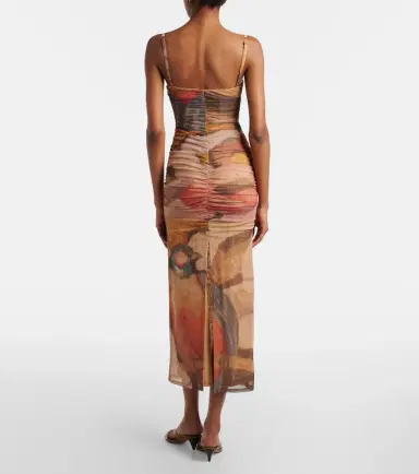 SIR. Draped printed mesh midi dress | Thumbnail 3