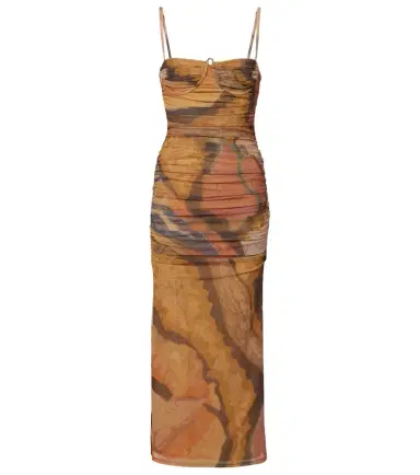 SIR. Draped printed mesh midi dress | Thumbnail 1