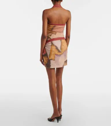 SIR Printed halterneck mesh minidress | Thumbnail 2