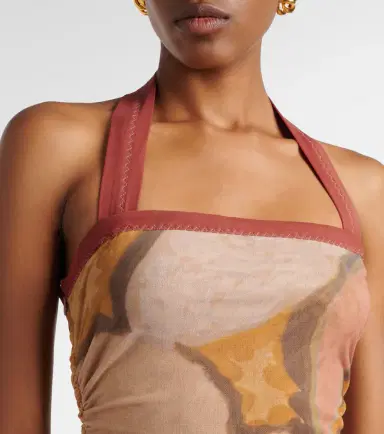 SIR Printed halterneck mesh minidress | Thumbnail 4