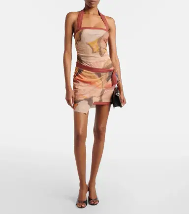 SIR Printed halterneck mesh minidress | Thumbnail 5