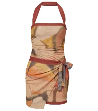 SIR Printed halterneck mesh minidress | Thumbnail 1