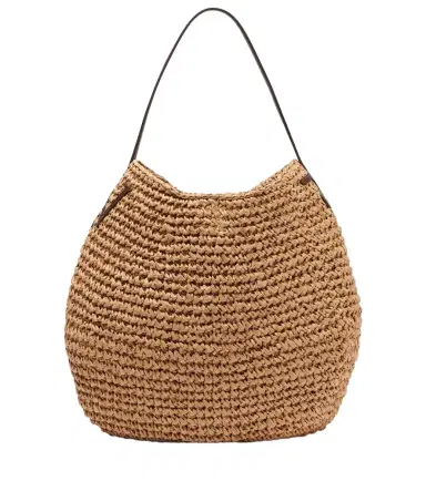 JW Anderson Bulb XL leather-trimmed raffia shoulder bag | Thumbnail 1 JW Anderson Bulb XL leather-trimmed raffia shoulder bag | Thumbnail 1