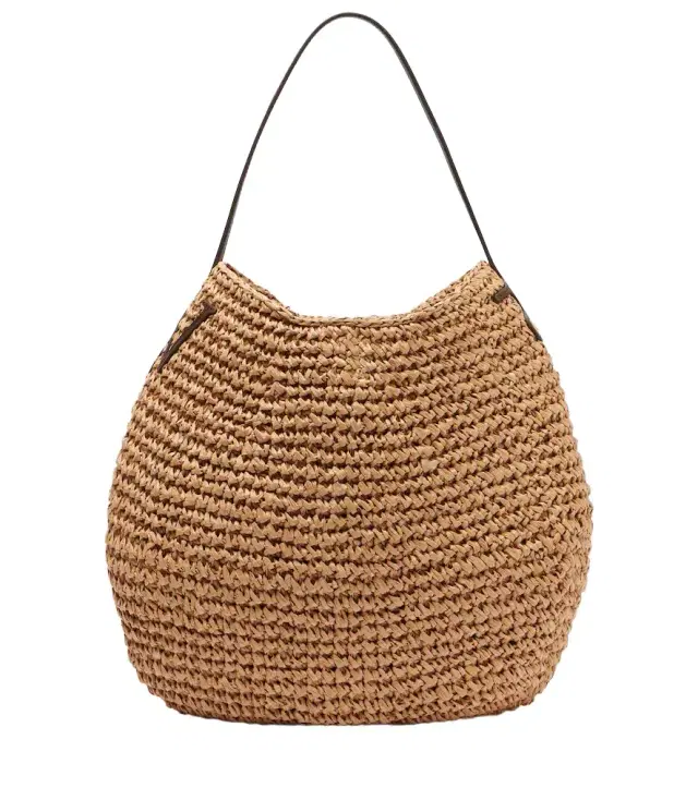 JW Anderson Bulb XL leather-trimmed raffia shoulder bag
