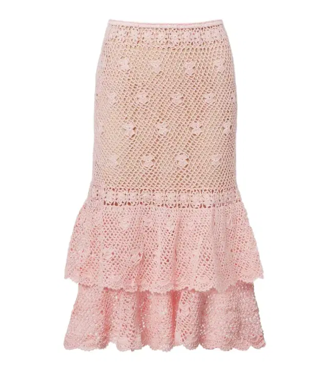 Florence crochet ruffled cotton midi skirt