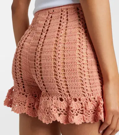 Anna Kosturova Crochet ruffled cotton shorts | Thumbnail 5