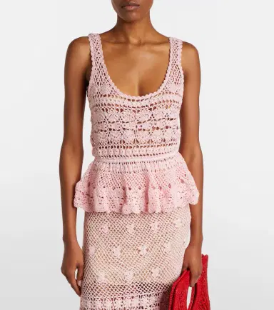 Anna Kosturova Marianne crochet peplum cotton top | Thumbnail 4