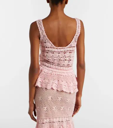 Anna Kosturova Marianne crochet peplum cotton top | Thumbnail 5