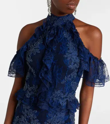 Costarellos Embellished halterneck lace gown | Thumbnail 4
