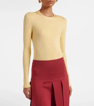 Alaïa Alaïa RIbbed-knit silk-blend top | Thumbnail 2