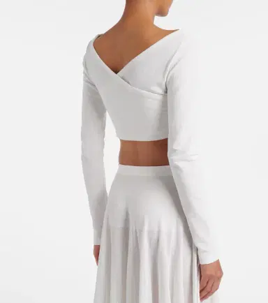 Alaïa Alaïa Cotton-blend crêpe wrap top | Thumbnail 3