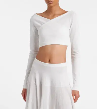 Alaïa Alaïa Cotton-blend crêpe wrap top | Thumbnail 4