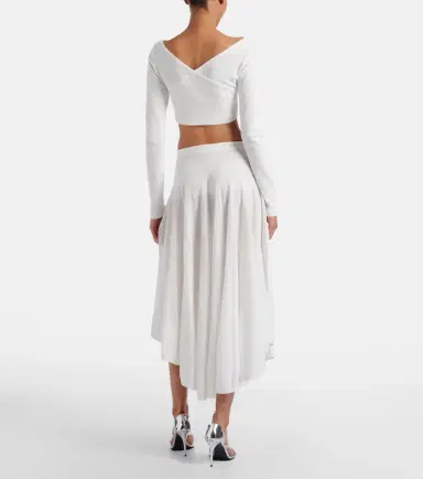 Alaïa Alaïa Semi-sheer asymmetric cotton crêpe skirt | Thumbnail 2