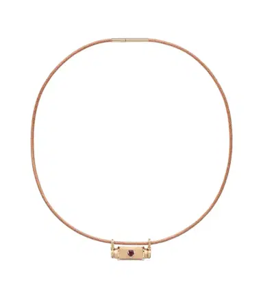 Marie Lichtenberg Heart Smash 18kt gold and leather locket necklace with garnet | Thumbnail 1