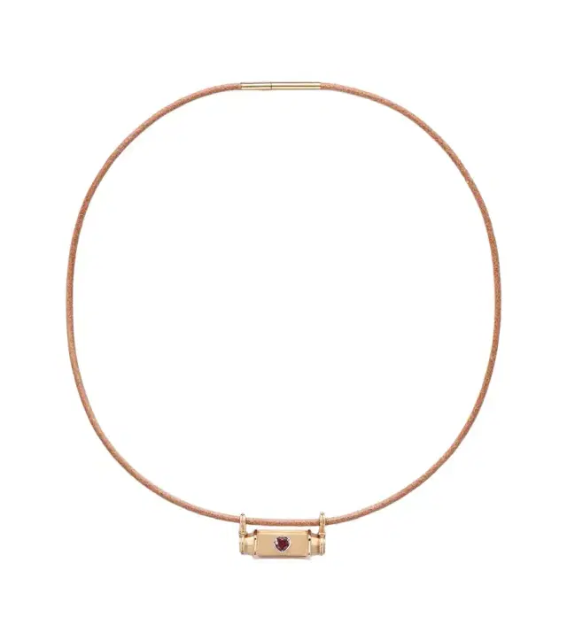 Marie Lichtenberg Heart Smash 18kt gold and leather locket necklace with garnet