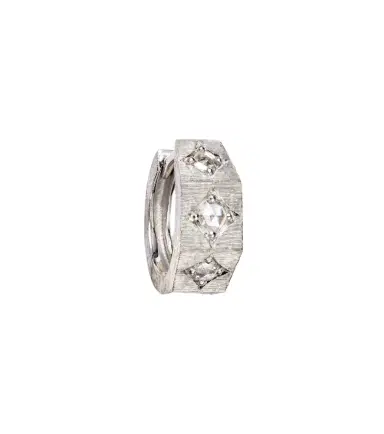 Marie Lichtenberg Ecrou 18kt white gold single hoop earring with diamonds | Thumbnail 1 Marie Lichtenberg Ecrou 18kt white gold single hoop earring with diamonds | Thumbnail 1