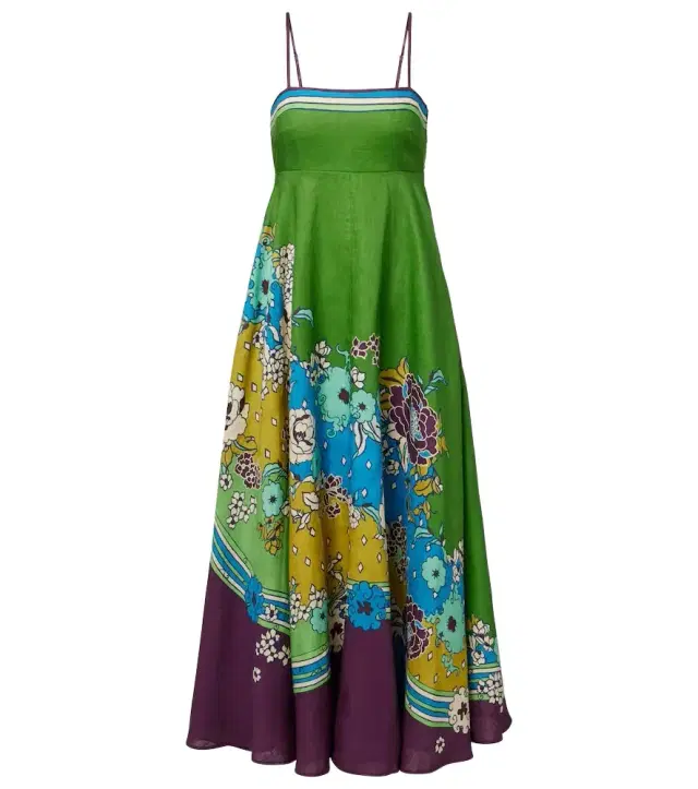 Alémais Nanci printed linen midi dress