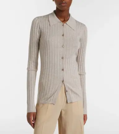 Toteme Ribbed-knit cashmere and silk cardigan | Thumbnail 5