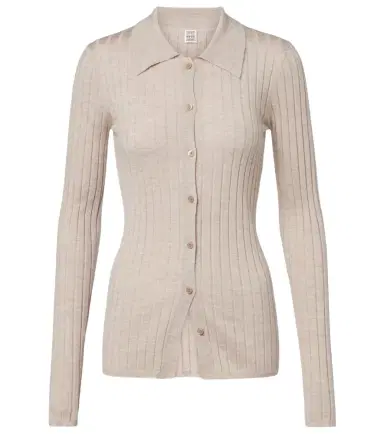 Toteme Ribbed-knit cashmere and silk cardigan | Thumbnail 1
