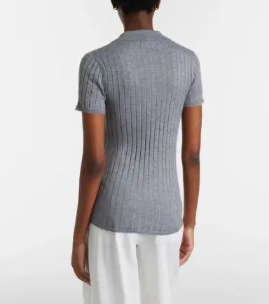 TOTEME Ribbed-knit cashmere and silk polo shirt | Thumbnail 4