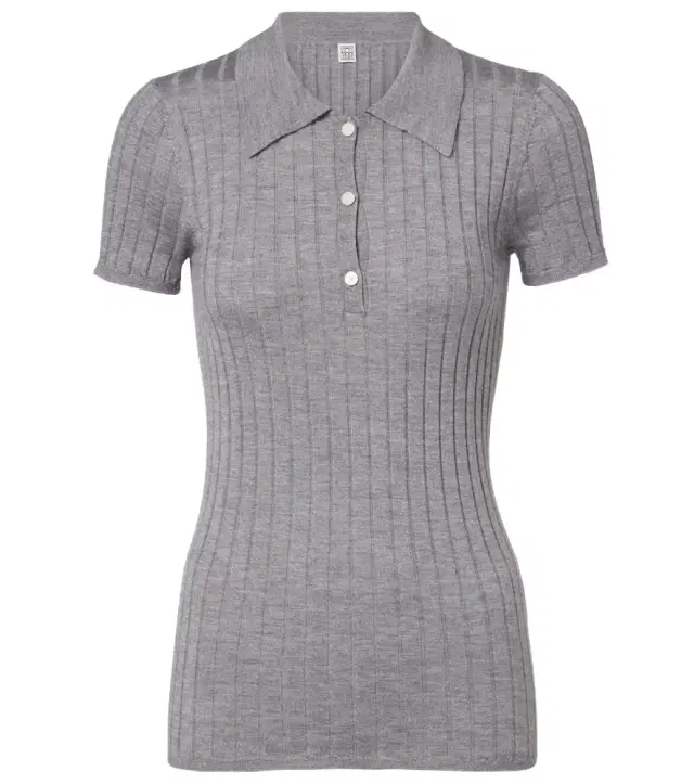Ribbed-knit cashmere and silk polo shirt