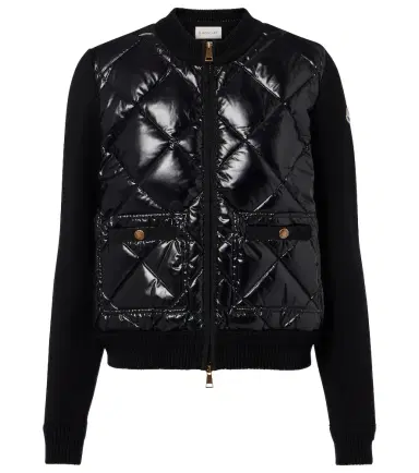 Moncler Down-paneled cotton cardigan | Thumbnail 1 Moncler Down-paneled cotton cardigan | Thumbnail 1