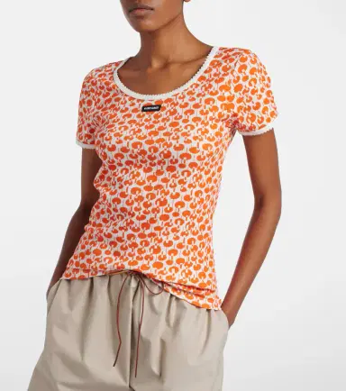 Miu Miu Lace-trimmed printed cotton T-shirt | Thumbnail 4