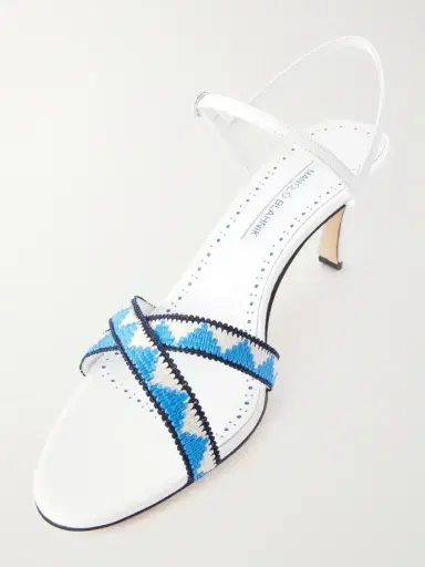 Manolo Blahnik Popeyana Leather-trimmed Woven Sandals | Thumbnail 5 Manolo Blahnik Popeyana Leather-trimmed Woven Sandals | Thumbnail 5