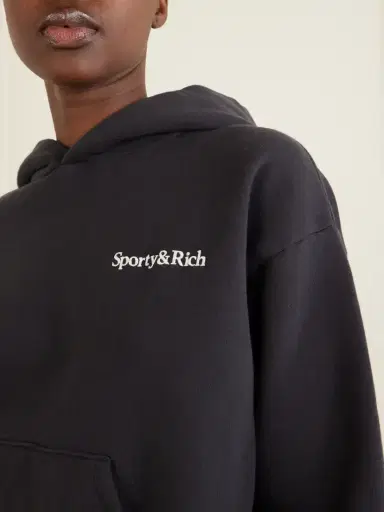 Sporty & Rich Logo Embroidered Cotton Sweatshirt | Thumbnail 4 Sporty & Rich Logo Embroidered Cotton Sweatshirt | Thumbnail 4