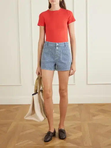 Nili Lotan Harley Striped Denim Shorts | Thumbnail 2 Nili Lotan Harley Striped Denim Shorts | Thumbnail 2