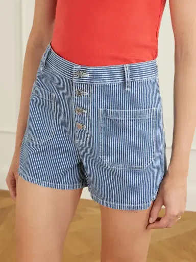 Nili Lotan Harley Striped Denim Shorts | Thumbnail 4 Nili Lotan Harley Striped Denim Shorts | Thumbnail 4