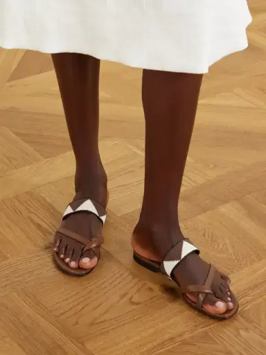 Manolo Blahnik Susastra 10 Leather Woven Sandals | Thumbnail 2
